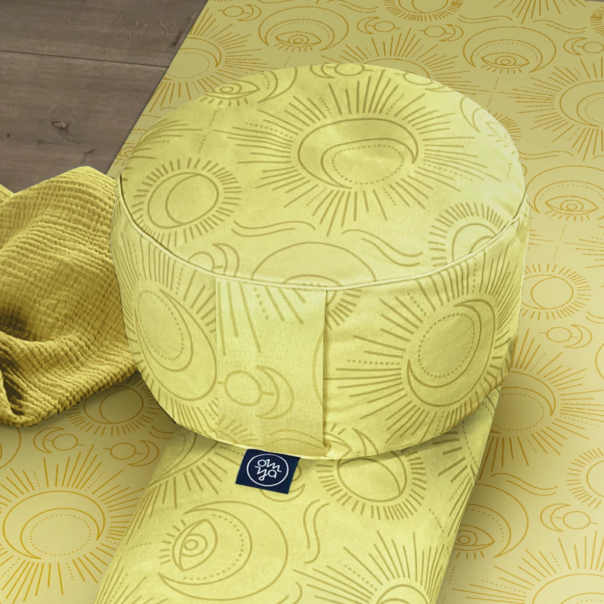 Design yoga cushion - Rising Sun & Moon