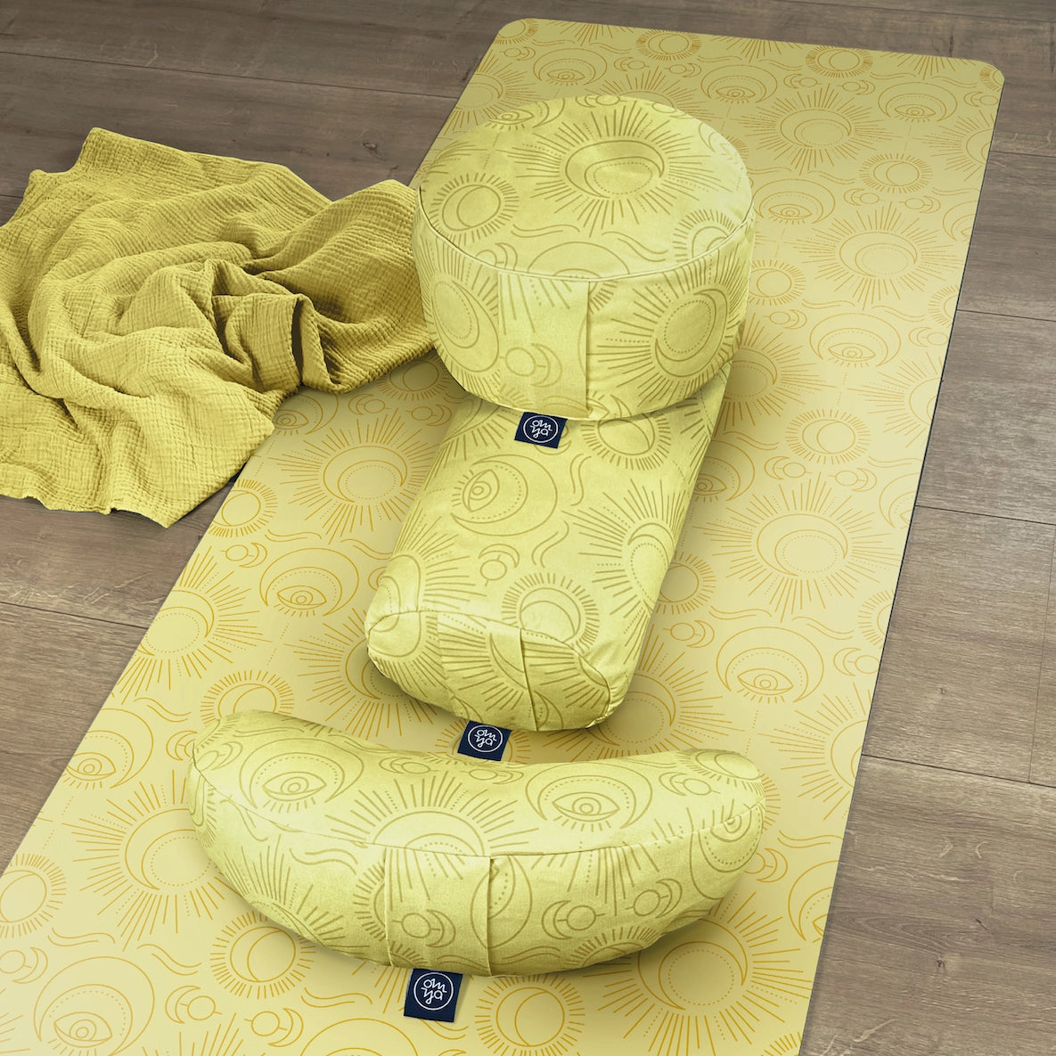 Design Yoga Half Moon Cushion - Rising Sun & Moon